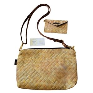 Sandy Feet Hawaii lauhala fabric weave print crossbody & mini wallet
